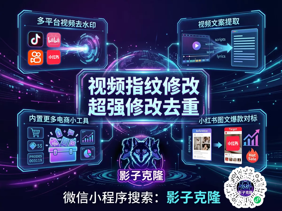 自媒体工作室素材处理神器 视频去重去水印一站式工具-影子克隆AI智能创作系统